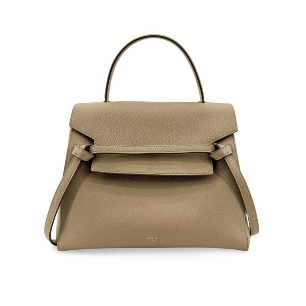 Celine Belt Calfskin Beige Leather Handbag